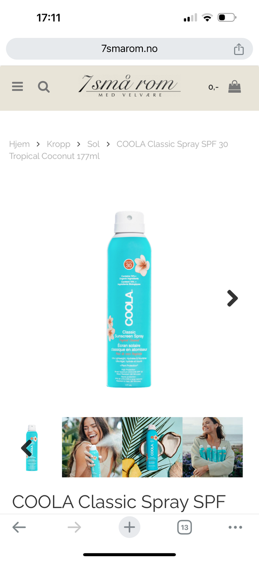 Coola sunspray tropical coconut 177ml